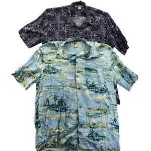 2 Joe Marlin Men Hawaiian Shirts XL Lot Of 2 Short Sleeve Beach Casual Tropical